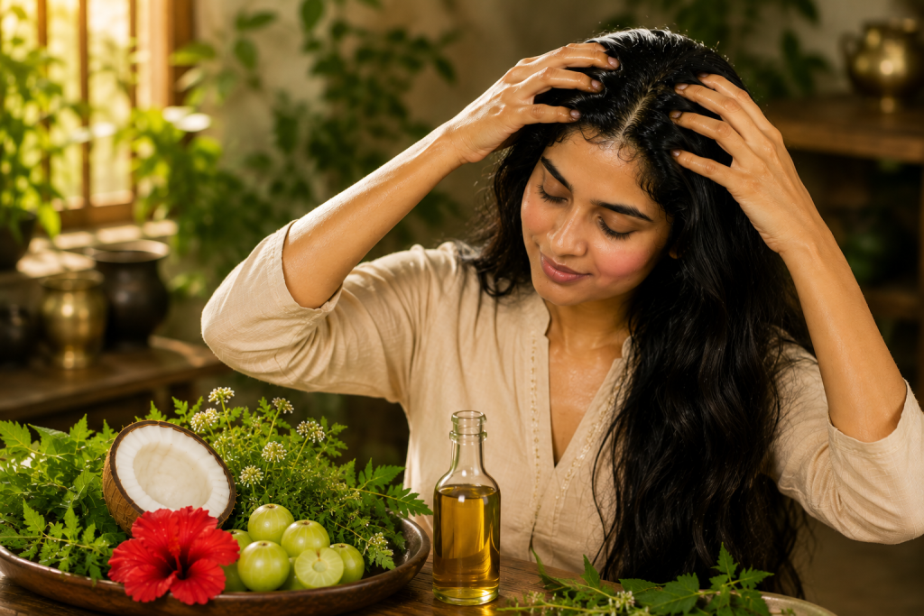 Nandikesam Herbal Hair Oil with Ayurvedic ingredients for scalp care