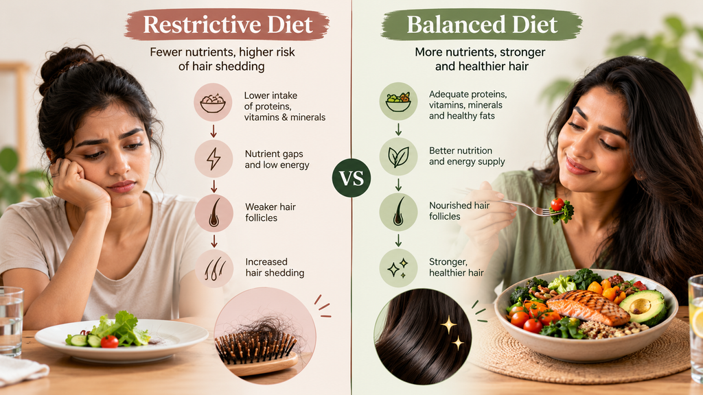 Comparison of restrictive and balanced diets and their potential effects on hair health